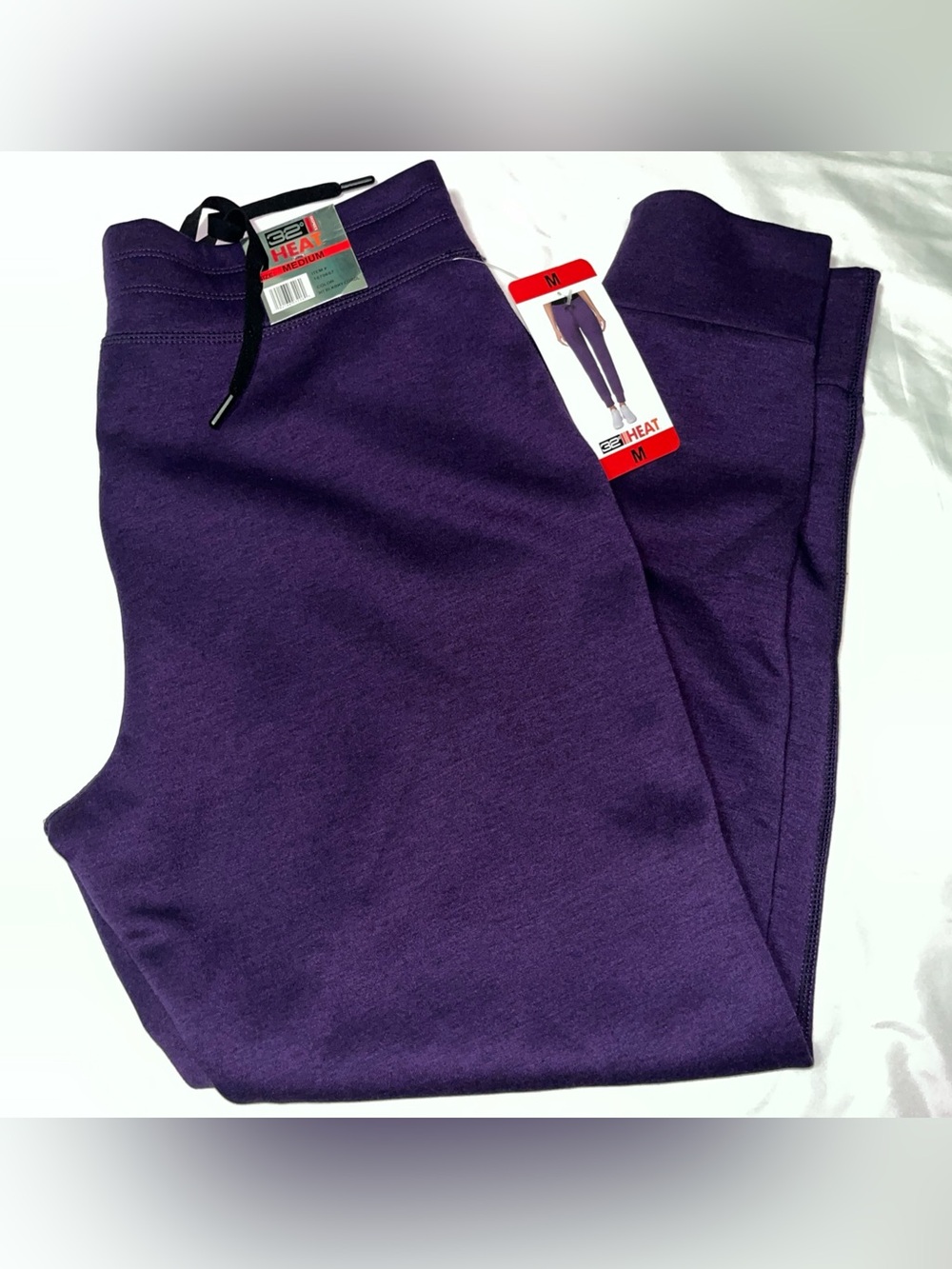 32 DEGREES Womens Medium Tech Fleece Joggers Purple-Ht Blkbry Cordl New
